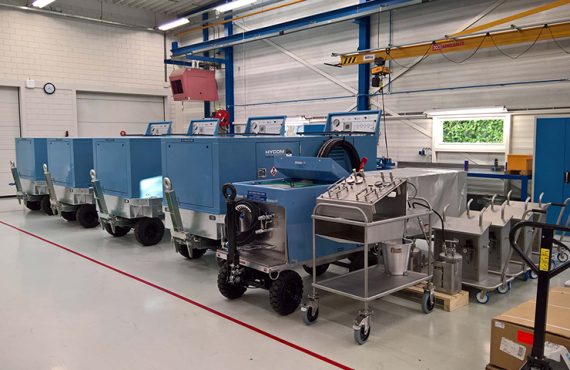 Hydraulic ground support for assembly line Hydraulic ground support for assembly line